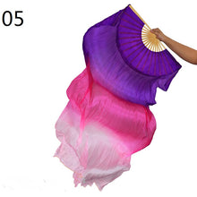 Load image into Gallery viewer, 2pieces/pair 50x70inch Large Silk veil fans white turquoise royal blue Dance Fan Burlesque Dance fan Bridal Bouquet