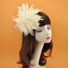 Load image into Gallery viewer, Stripped Diamond Coque & Goose Feather Wired Millinery Hat Mount