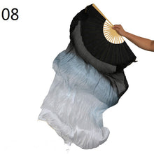 Load image into Gallery viewer, 2pieces/pair 50x70inch Large Silk veil fans white turquoise royal blue Dance Fan Burlesque Dance fan Bridal Bouquet