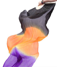 Load image into Gallery viewer, 2pieces/pair 50x70inch Large Silk veil fans white turquoise royal blue Dance Fan Burlesque Dance fan Bridal Bouquet