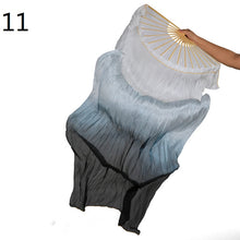 Load image into Gallery viewer, 2pieces/pair 50x70inch Large Silk veil fans white turquoise royal blue Dance Fan Burlesque Dance fan Bridal Bouquet