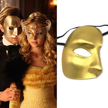 Load image into Gallery viewer, Men Women Couple Gold Metal Evil Skull and Venetian Laser Cut Masquerade Masks - Dancefeather