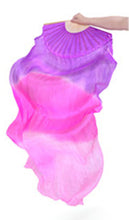 Load image into Gallery viewer, 2pieces/pair 50x70inch Large Silk veil fans white turquoise royal blue Dance Fan Burlesque Dance fan Bridal Bouquet