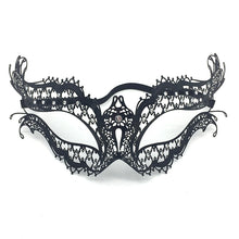 Load image into Gallery viewer, Women Black Metal Evil Skull and Venetian Laser Cut Masquerade Masks - Dancefeather
