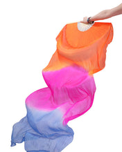 Load image into Gallery viewer, 2pieces/pair 50x70inch Large Silk veil fans white turquoise royal blue Dance Fan Burlesque Dance fan Bridal Bouquet