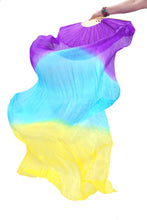 Load image into Gallery viewer, 2pieces/pair 50x70inch Large Silk veil fans white turquoise royal blue Dance Fan Burlesque Dance fan Bridal Bouquet