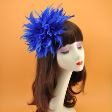 Load image into Gallery viewer, Stripped Diamond Coque & Goose Feather Wired Millinery Hat Mount