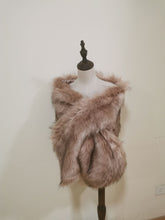 Load image into Gallery viewer, 12x65inch Dusky Pink Blush Nude Wedding Bridal Faux Fur Stole Wrap Shawl Cape