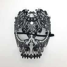 Load image into Gallery viewer, Men Women Couple Black Metal Evil Skull and Venetian Laser Cut Masquerade Masks - Dancefeather
