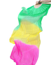 Load image into Gallery viewer, 2pieces/pair 50x70inch Large Silk veil fans white turquoise royal blue Dance Fan Burlesque Dance fan Bridal Bouquet