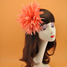 Load image into Gallery viewer, Stripped Diamond Coque & Goose Feather Wired Millinery Hat Mount