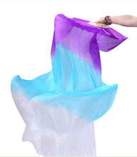 Load image into Gallery viewer, 2pieces/pair 50x70inch Large Silk veil fans white turquoise royal blue Dance Fan Burlesque Dance fan Bridal Bouquet