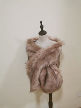 Load image into Gallery viewer, 12x65inch Dusky Pink Blush Nude Wedding Bridal Faux Fur Stole Wrap Shawl Cape