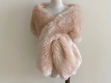Load image into Gallery viewer, 12x65inch Blush Nude Wedding Bridal Faux Fur Stole Wrap Shawl Cape - Dancefeather