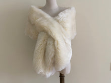 Load image into Gallery viewer, Small Size 5-12Years girl Child 10x58inch Blush Beige Nude Wedding Bridal Flower Girl Child Faux Fur Stole Wrap Shawl Cape