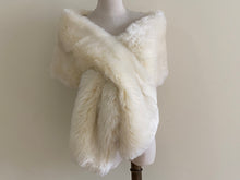 Load image into Gallery viewer, 12x65inch Ivory Wedding Bridal Faux Fur Stole Wrap Shawl Cape - Dancefeather

