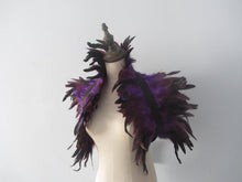 Load image into Gallery viewer, Burlesque Purple feathers SHAWL Shrug Shoulders cape Halloween costume ,vintage capelet for Adult - Dancefeather