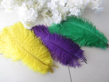 Load image into Gallery viewer, 33yellow 33 green 34 purple Mardi Gras Ostrich feathers for wedding centerpiece - Dancefeather