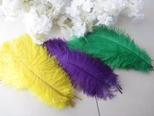 Load image into Gallery viewer, 33yellow 33 green 34 purple Mardi Gras Ostrich feathers for wedding centerpiece - Dancefeather