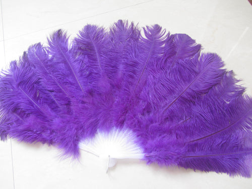 40X76CM Large Purple Ostrich Feather Fan Burlesque Dance feather fan Bridal Bouquet - Dancefeather