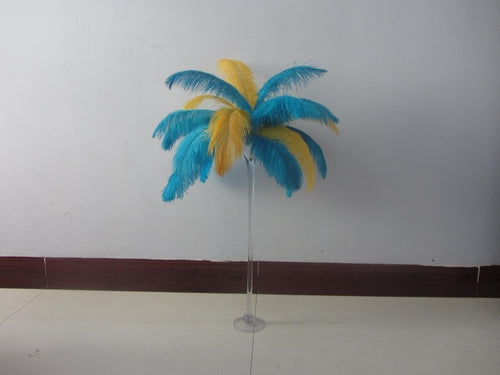 50 Turquoise & 50 Yellow Ostrich feathers for wedding centerpiece - Dancefeather