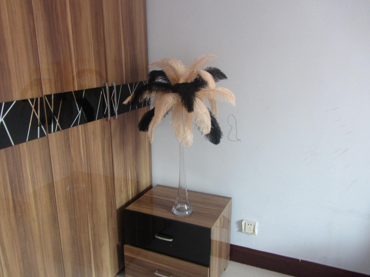 50 Gold & 50 Black Ostrich feathers for wedding centerpiece