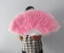 Load image into Gallery viewer, 80x45cm Large Pink  Feather Fan Burlesque Dance feather fan Bridal Bouquet - Dancefeather
