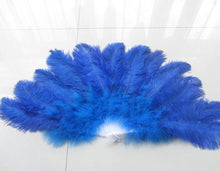 Load image into Gallery viewer, 40X76CM Large Royal Blue Ostrich Feather Fan Burlesque Dance feather fan Bridal Bouquet - Dancefeather

