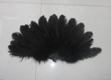 Load image into Gallery viewer, 40X76CM Large Black Ostrich Feather Fan Burlesque Dance feather fan Bridal Bouquet - Dancefeather
