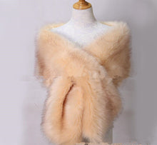 Load image into Gallery viewer, 12x65inch Champagne Wedding Bridal Faux Fur Stole Wrap Shawl Cape