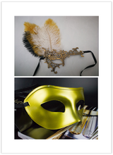 Load image into Gallery viewer, Women feather party event Masquerade Masks red hot pink yellow - Dancefeather
