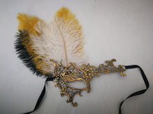 Load image into Gallery viewer, Women feather party event Masquerade Masks red hot pink yellow - Dancefeather