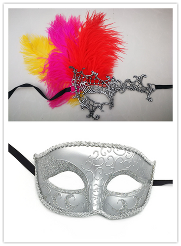 Man Women couple  feather party event Masquerade Masks - Dancefeather