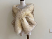 Load image into Gallery viewer, Small Size 5-12Years girl Child 10x58inch Blush Beige Nude Wedding Bridal Flower Girl Child Faux Fur Stole Wrap Shawl Cape