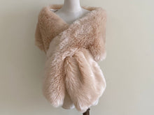 Load image into Gallery viewer, 12x65inch Blush Nude Wedding Bridal Faux Fur Stole Wrap Shawl Cape - Dancefeather