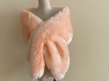 Load image into Gallery viewer, Small Size 5-12Years girl Child 10x58inch Blush Beige Nude Wedding Bridal Flower Girl Child Faux Fur Stole Wrap Shawl Cape