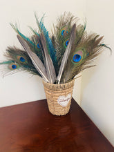 Load image into Gallery viewer, 15PCS Grey Turkey Quill + 15PCS peacock EYE +15PCS Peacock Sword Feathers for home table decorations - Dancefeather