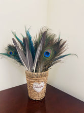 Load image into Gallery viewer, 15PCS Grey Turkey Quill + 15PCS peacock EYE +15PCS Peacock Sword Feathers for home table decorations - Dancefeather