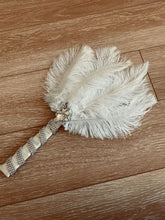 Load image into Gallery viewer, Bridal brooch Bouquet Ostrich Big alternative Feather Fan Bridal Bouquet White Great Gatsby 1902s bridesmaid feather fan wedding bouquet - Dancefeather
