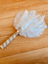 Load image into Gallery viewer, Bridal brooch Bouquet Ostrich Big alternative Feather Fan Bridal Bouquet White Great Gatsby 1902s bridesmaid feather fan wedding bouquet - Dancefeather
