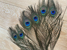 Load image into Gallery viewer, 5PCS 10inch Peacock Feathers  for wedding centerpiece - Dancefeather
