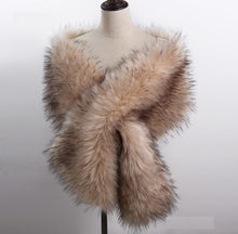 Load image into Gallery viewer, 12x65inch Champagne Wedding Bridal Faux Fur Stole Wrap Shawl Cape