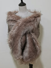 Load image into Gallery viewer, 12x65inch Dusky Pink Blush Nude Wedding Bridal Faux Fur Stole Wrap Shawl Cape