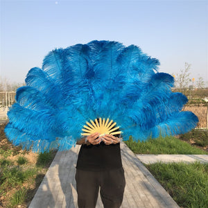 28x44inch Large Turquoise Ostrich Feather Fan Burlesque Dance feather fan Bridal Bouquet - Dancefeather