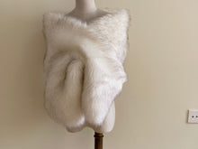 Load image into Gallery viewer, 12x65inch White With Brown Tip Wedding Bridal Faux Fur Stole Wrap Shawl Cape - Dancefeathers