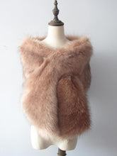 Load image into Gallery viewer, 12x65inch Dusky Pink Blush Nude Wedding Bridal Faux Fur Stole Wrap Shawl Cape