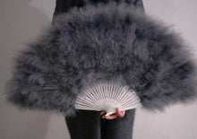 Load image into Gallery viewer, 80x45cm Large Grey Feather Fan Burlesque Dance feather fan Bridal Bouquet - Dancefeather