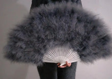 Load image into Gallery viewer, 80x45cm Large Grey Feather Fan Burlesque Dance feather fan Bridal Bouquet - Dancefeather