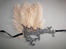 Load image into Gallery viewer, Man Women couple Silver feather party event Masquerade Masks red hot pink yellow - Dancefeather