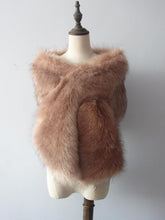 Load image into Gallery viewer, 12x65inch Dusky Pink Blush Nude Wedding Bridal Faux Fur Stole Wrap Shawl Cape